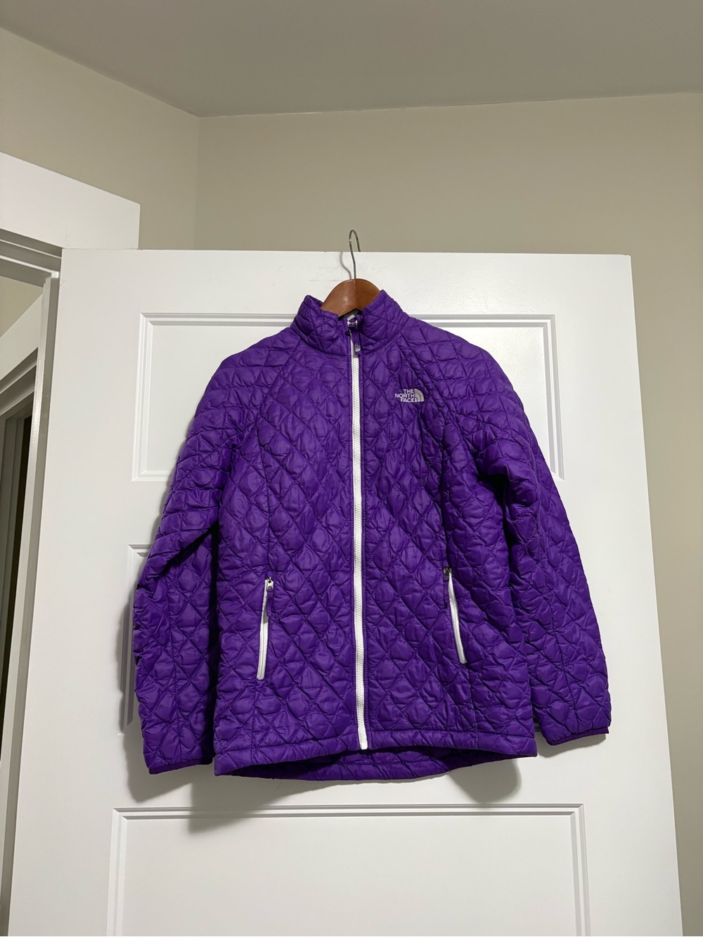 The North Face Jacket Girls XL 18 Purple Quilted Puffer Full Zip Lightweight